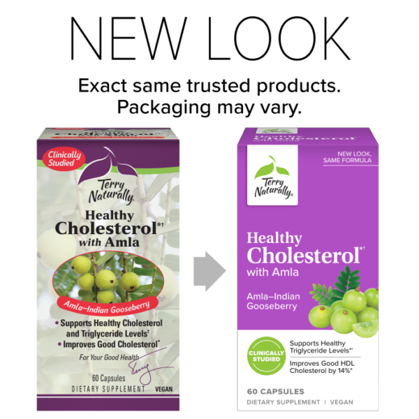 EuroPharma/Terry Naturally - Healthy Cholesterol with Amla - 60 Capsules (EXP 2/25-older look in stock) - Image 3